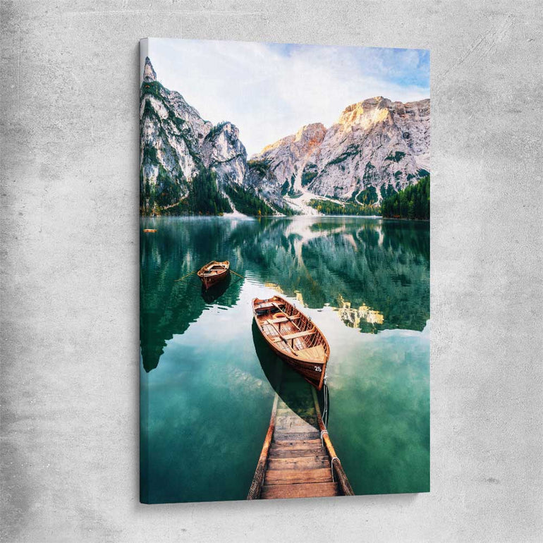 Floral print of Tranquil Lake on a stretched canvas