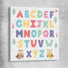 Alphabet Colours stretched canvas is a nursery canvas wall art and print suited for childrens nursery area