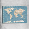 Education Map Blue stretched canvas is a nursery canvas wall art and print suited for childrens nursery area
