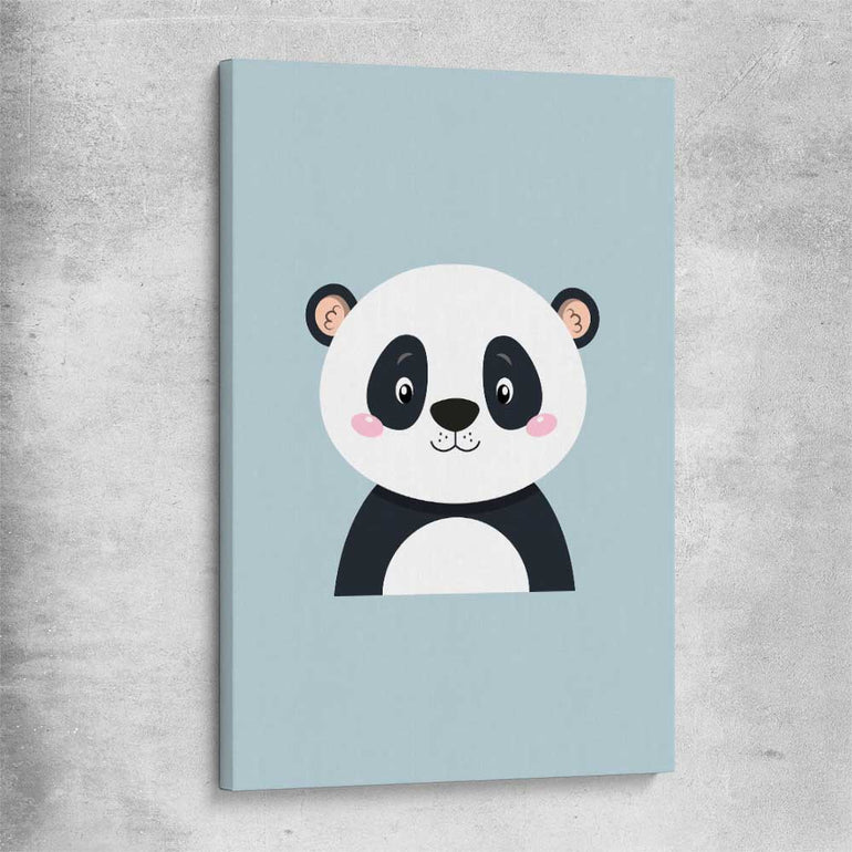 Friendly Panda stretched canvas is a nursery canvas wall art and print suited for childrens nursery area