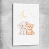 Moonlight Companions stretched canvas is a nursery canvas wall art and print suited for childrens nursery area