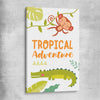 Tropical Adventure stretched canvas is a nursery canvas wall art and print suited for childrens nursery area