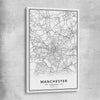 Greater Manchester stretched canvas is a high quality print in our city skyline, travel prints and maps collection
