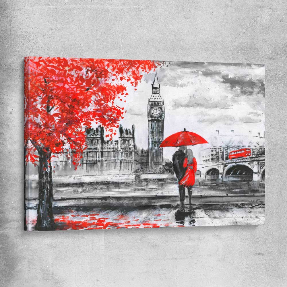 London Affection stretched canvas is a high quality print in our city skyline, travel prints and maps collection