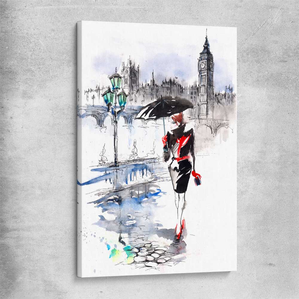 London Elegance stretched canvas is a high quality print in our city skyline, travel prints and maps collection