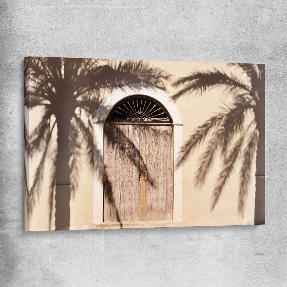 Marrakech Palm Shadows stretched canvas is a high quality print in our city skyline, travel prints and maps collection