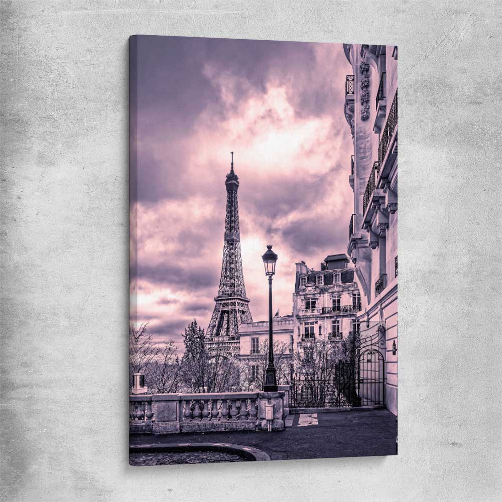 Paris Skyline Noir stretched canvas is a high quality print in our city skyline, travel prints and maps collection