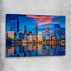 Perth Skyline Sunset stretched canvas is a high quality print in our city skyline, travel prints and maps collection