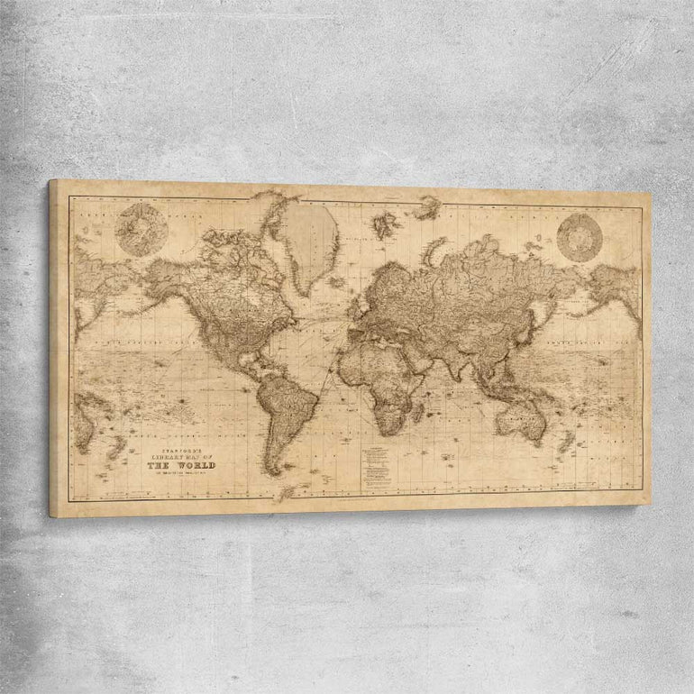 Vintage Map stretched canvas is a high quality print in our city skyline, travel prints and maps collection