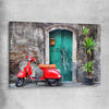 Vintage Red Scooter stretched canvas is a high quality print in our city skyline, travel prints and maps collection