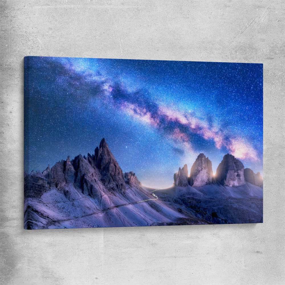 Space prints and wall art of Bright Milky Way on a stretched canvas