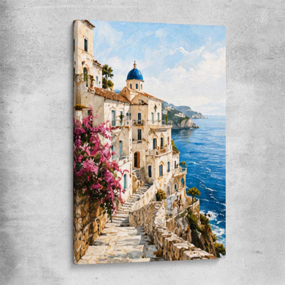 Amalfi Morning stretched canvas is a high quality print in our city skyline, travel prints and maps collection