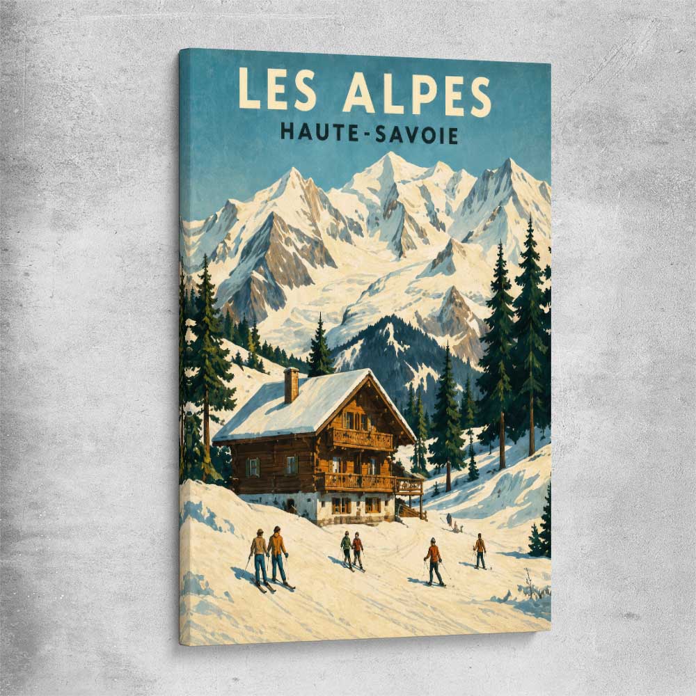 Les Alpes stretched canvas is a high quality print in our city skyline, travel prints and maps collection