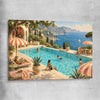 Riviera Poolside stretched canvas is a high quality print in our city skyline, travel prints and maps collection
