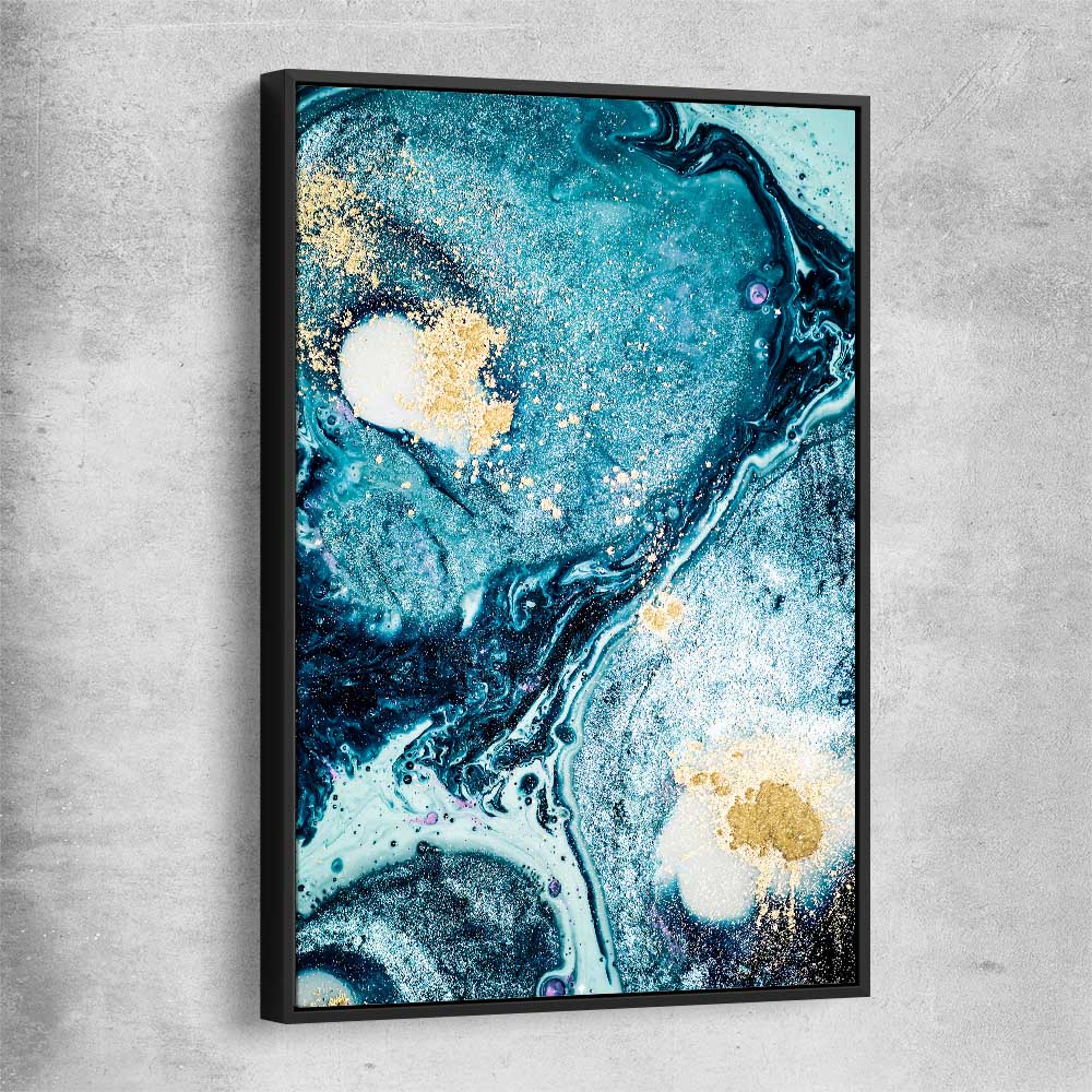 Aqua Path black framed canvas - part of our high quality canvas abstract wall art collection