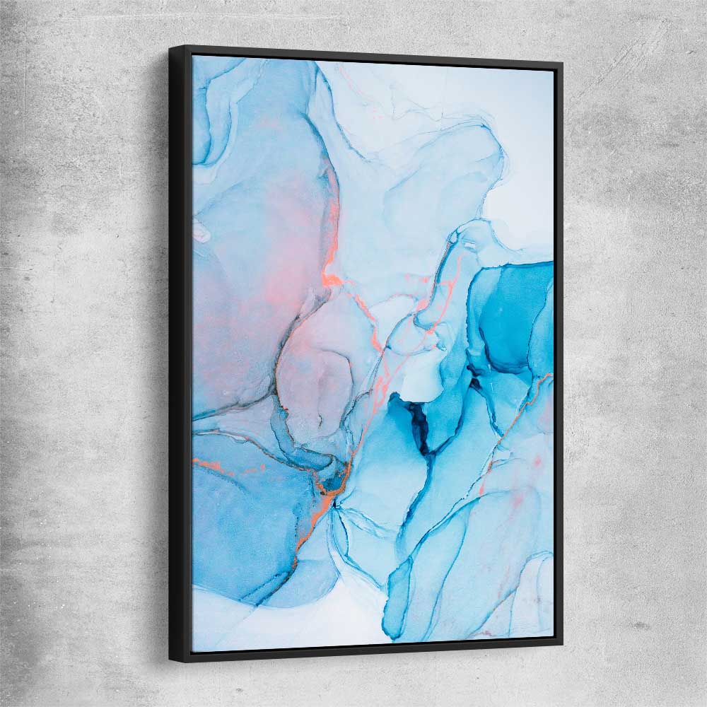 Blue Fracture black framed canvas - part of our high quality canvas abstract wall art collection