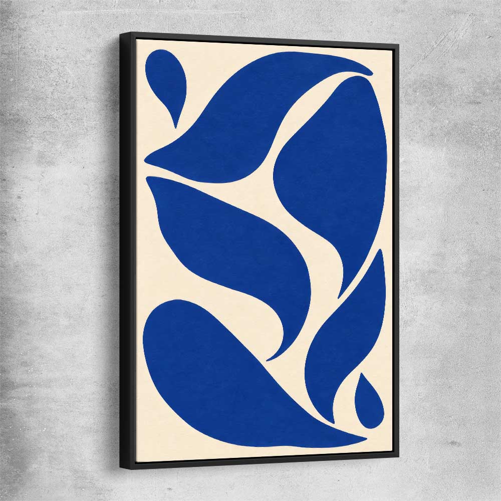 Cobalt Ribbon Reverie black framed canvas - part of our high quality canvas abstract wall art collection