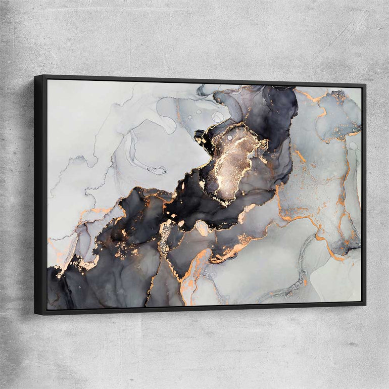 Darkened Gold black framed canvas - part of our high quality canvas abstract wall art collection