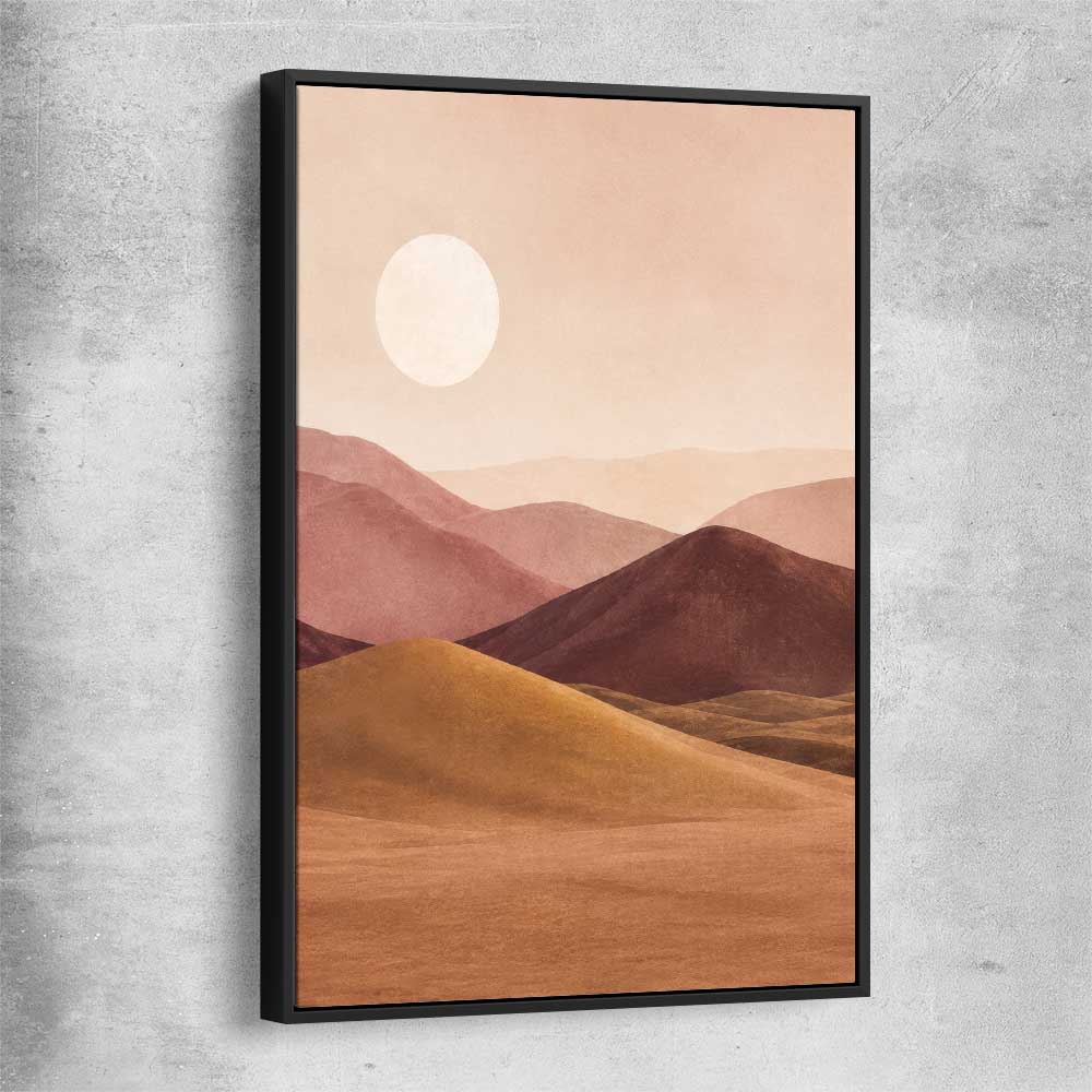 Desert Moonrise black framed canvas - part of our high quality canvas abstract wall art collection