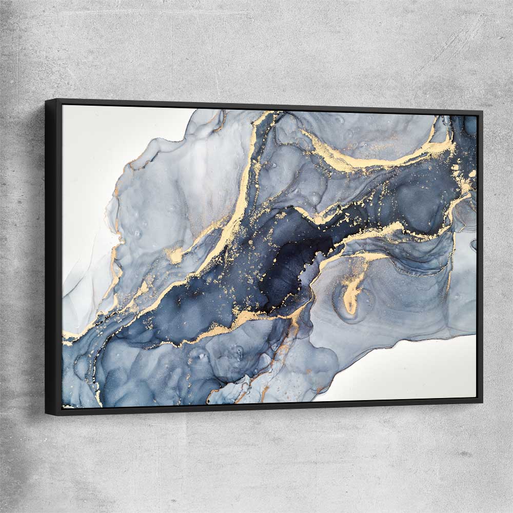 Drifting Blues black framed canvas - part of our high quality canvas abstract wall art collection