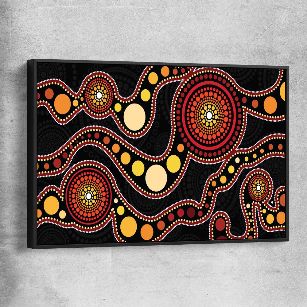 Earthen Colour Dots black framed canvas - part of our high quality canvas abstract wall art collection