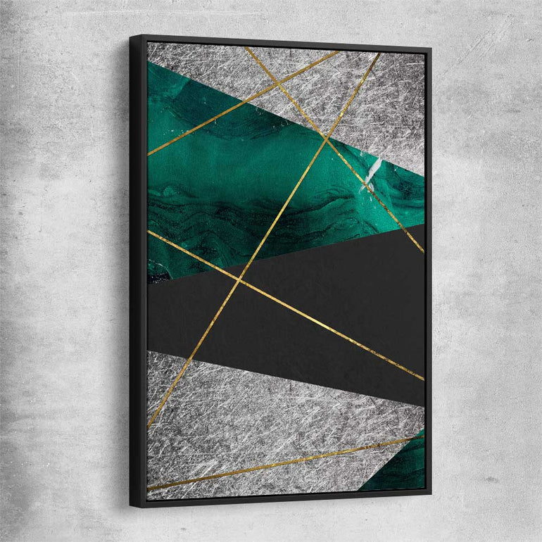 Emerald Gloss black framed canvas - part of our high quality canvas abstract wall art collection