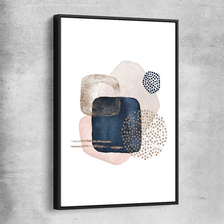 Geometric Dots black framed canvas - part of our high quality canvas abstract wall art collection