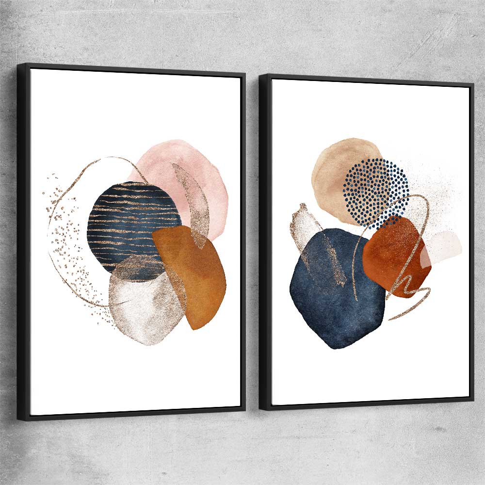 Gold Glitter Pair black framed canvas - part of our high quality canvas abstract wall art collection