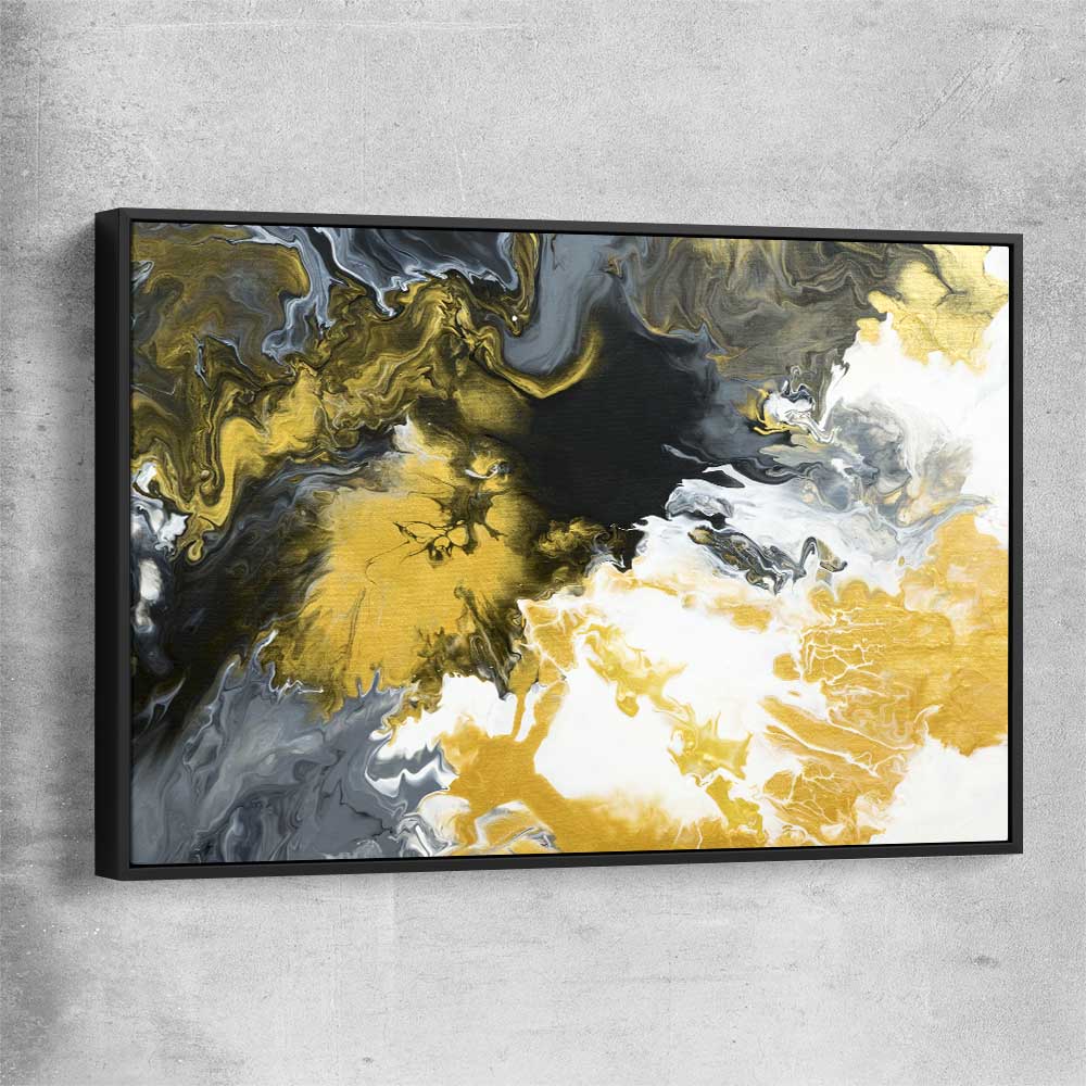 Gold Splash black framed canvas - part of our high quality canvas abstract wall art collection