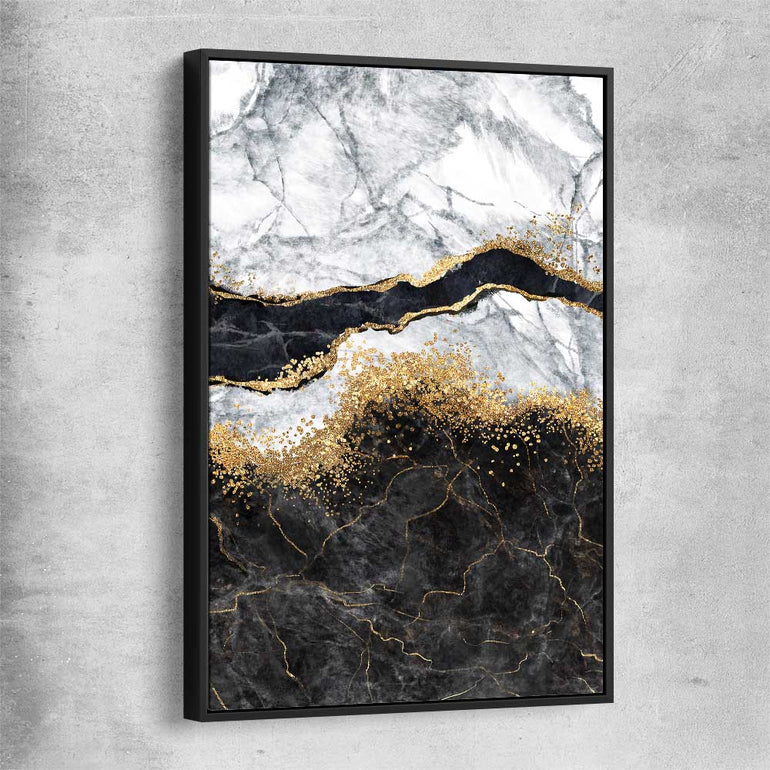Golden Marble Two black framed canvas - part of our high quality canvas abstract wall art collection