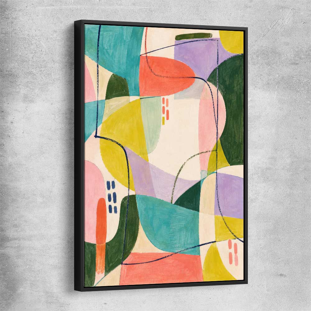 Layered Open Colour black framed canvas - part of our high quality canvas abstract wall art collection