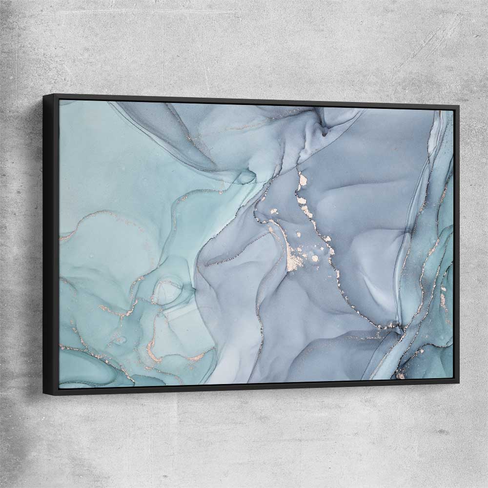 Light Turquoise black framed canvas - part of our high quality canvas abstract wall art collection