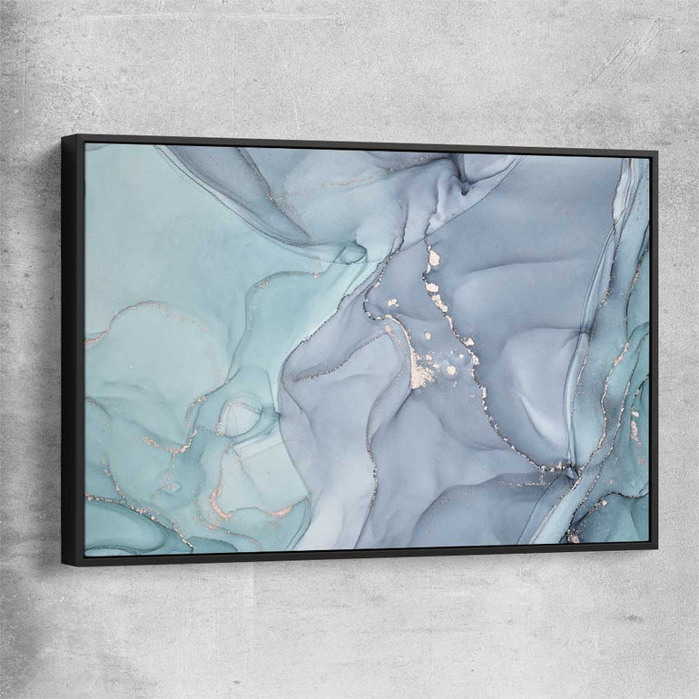 Light Turquoise black framed canvas - part of our high quality canvas abstract wall art collection