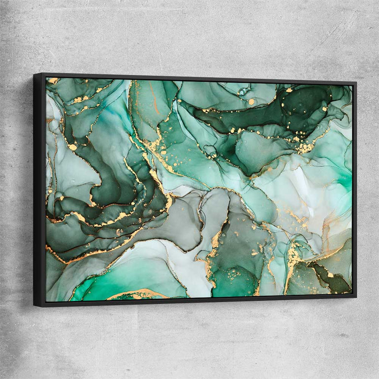 Luxury Turquoise black framed canvas - part of our high quality canvas abstract wall art collection