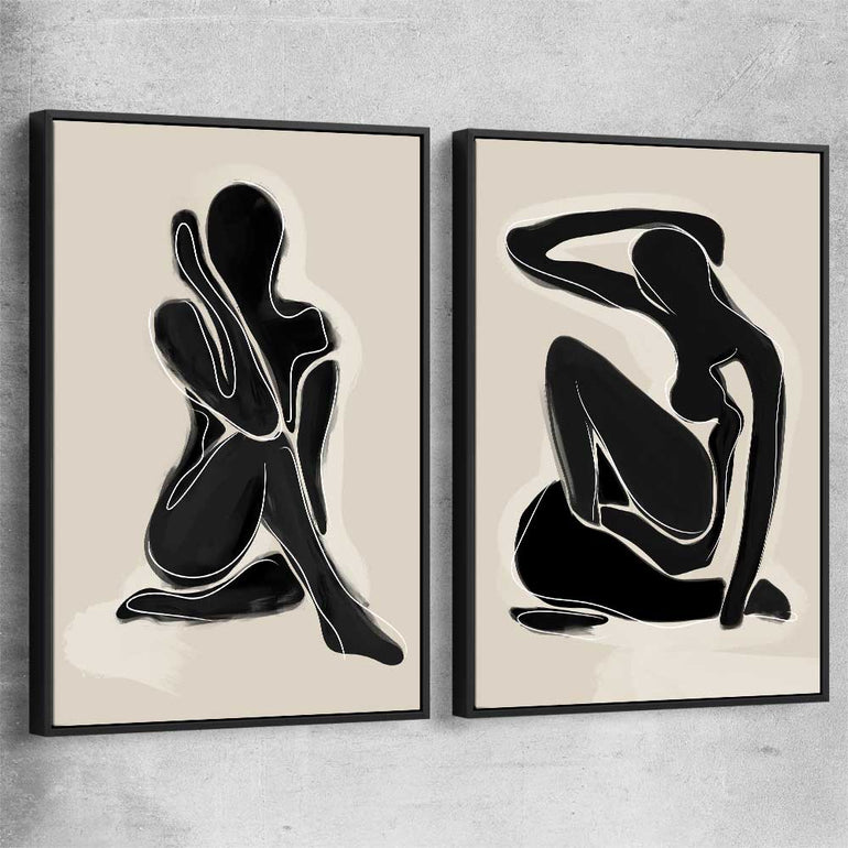 Matisse Shadow Pair black framed canvas - part of our high quality canvas abstract wall art collection