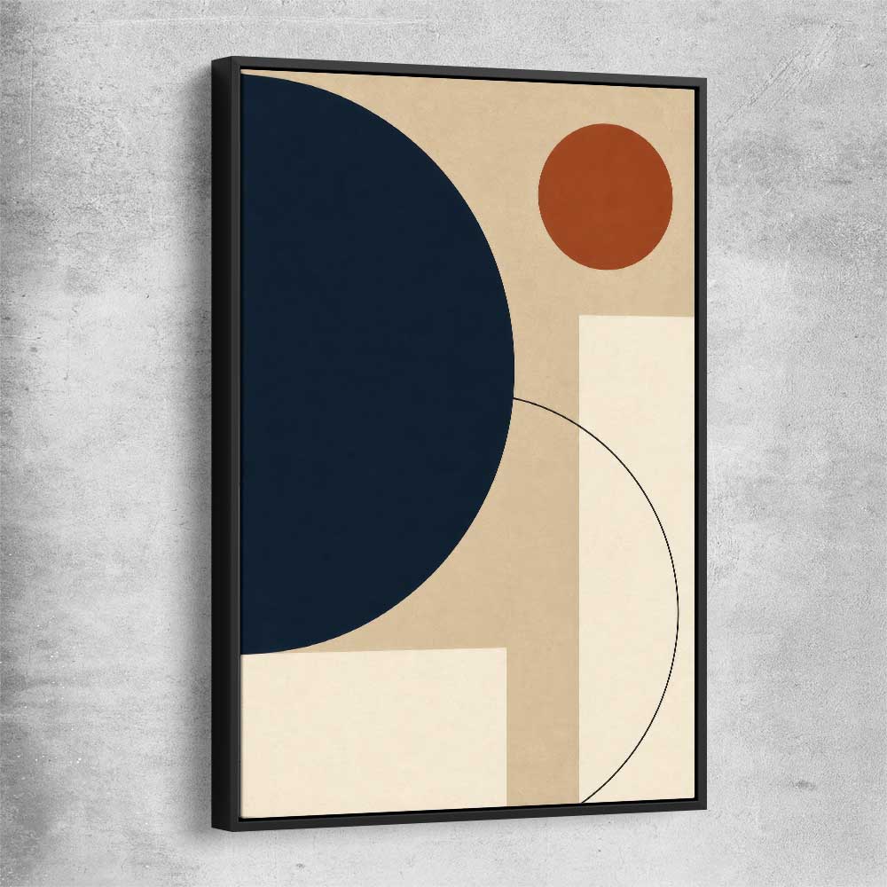 Midnight Sand Orbit black framed canvas - part of our high quality canvas abstract wall art collection