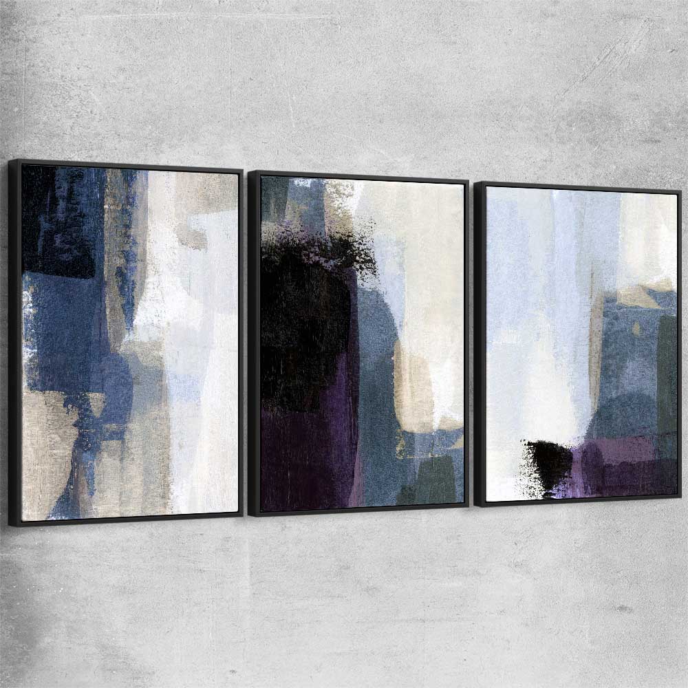 Soft Blue Set black framed canvas - part of our high quality canvas abstract wall art collection