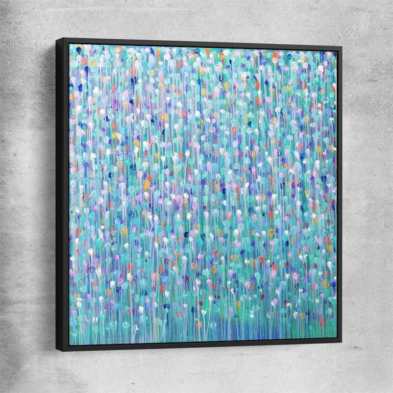 Sparkly Water Square black framed canvas - part of our high quality canvas abstract wall art collection