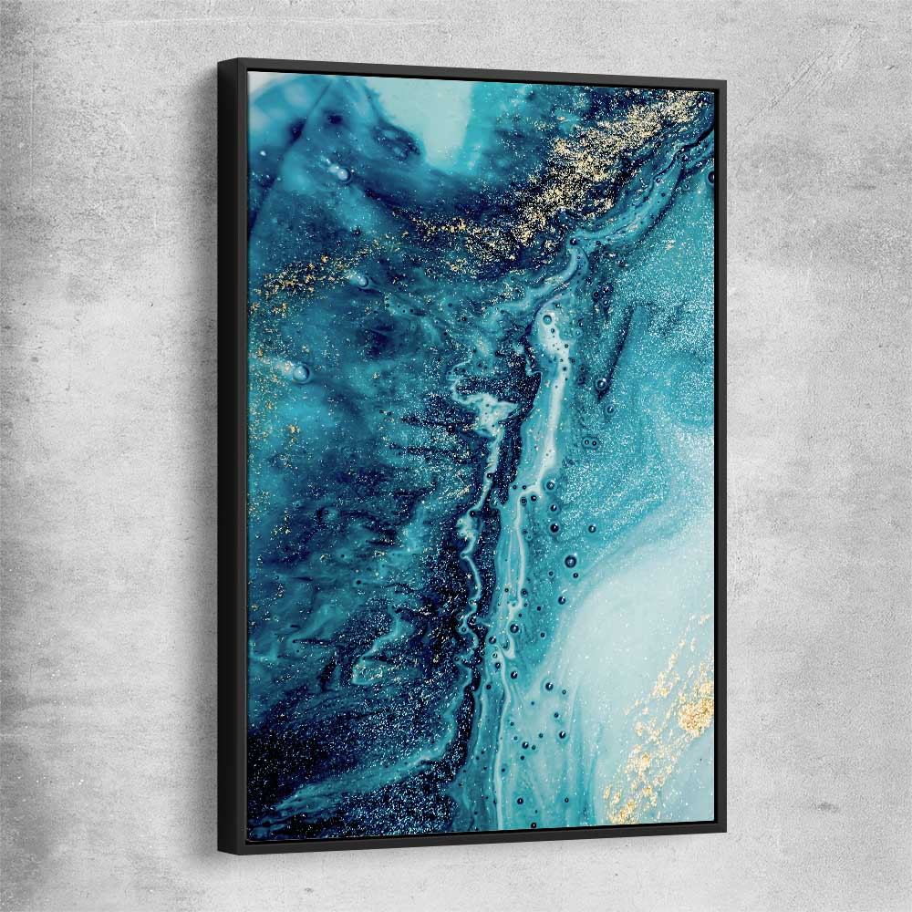 Turquoise Current black framed canvas - part of our high quality canvas abstract wall art collection