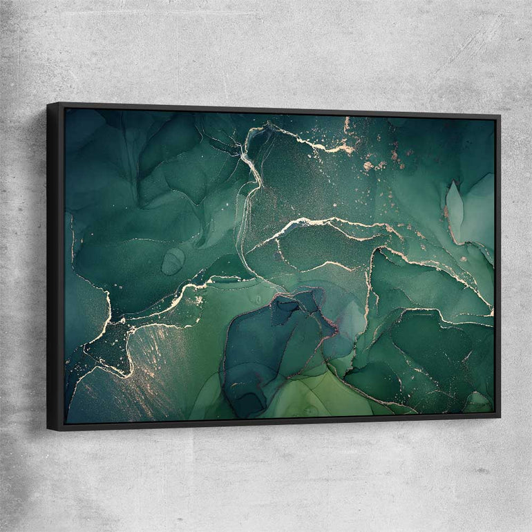Turquoise Scatter black framed canvas - part of our high quality canvas abstract wall art collection