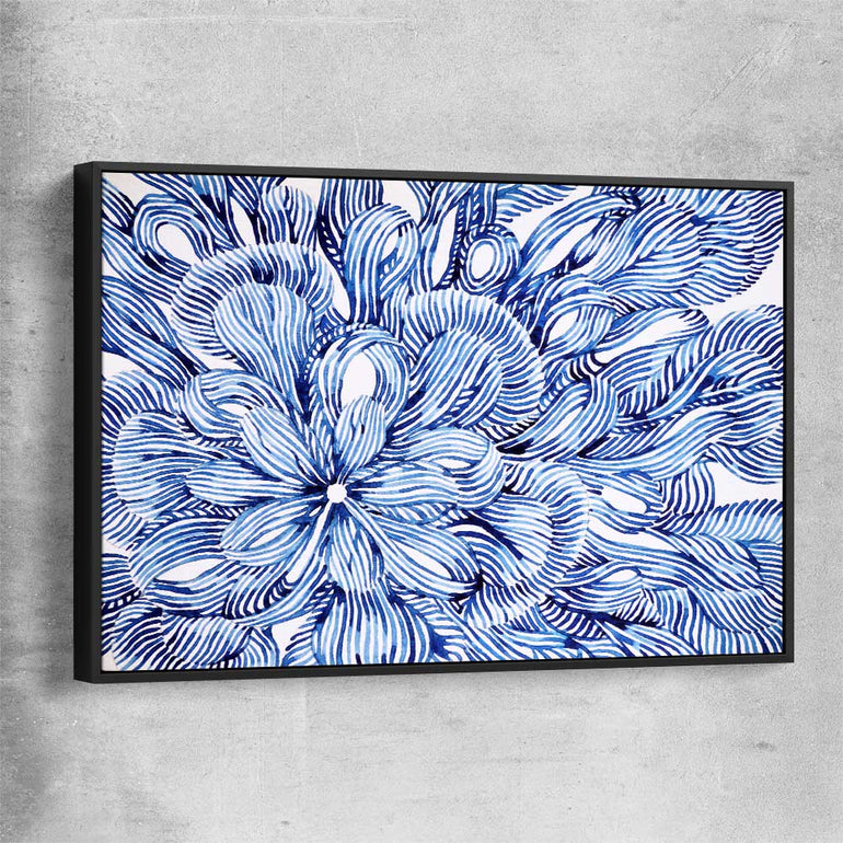 Watercolour Flowers black framed canvas - part of our high quality canvas abstract wall art collection