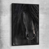 Animal wall art and canvas prints of Midnight Friesian Horse with black framed canvas