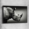 Animal wall art and canvas prints of Monochrome Rhinoceros with black framed canvas