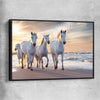 Animal wall art and canvas prints of Ocean Breeze Horses with black framed canvas