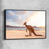 Animal wall art and canvas prints of Sunset Kangaroo Walk with black framed canvas