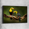 Animal wall art and canvas prints of Tropical Toucan Pair with black framed canvas