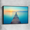 Beach and coastal wall art print of Endless Ocean Pier with black framed canvas