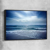 Beach and coastal wall art print of Beach Solitude with black framed canvas