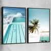 Beach and coastal wall art print of Bondi Iceberg Pair with black framed canvas