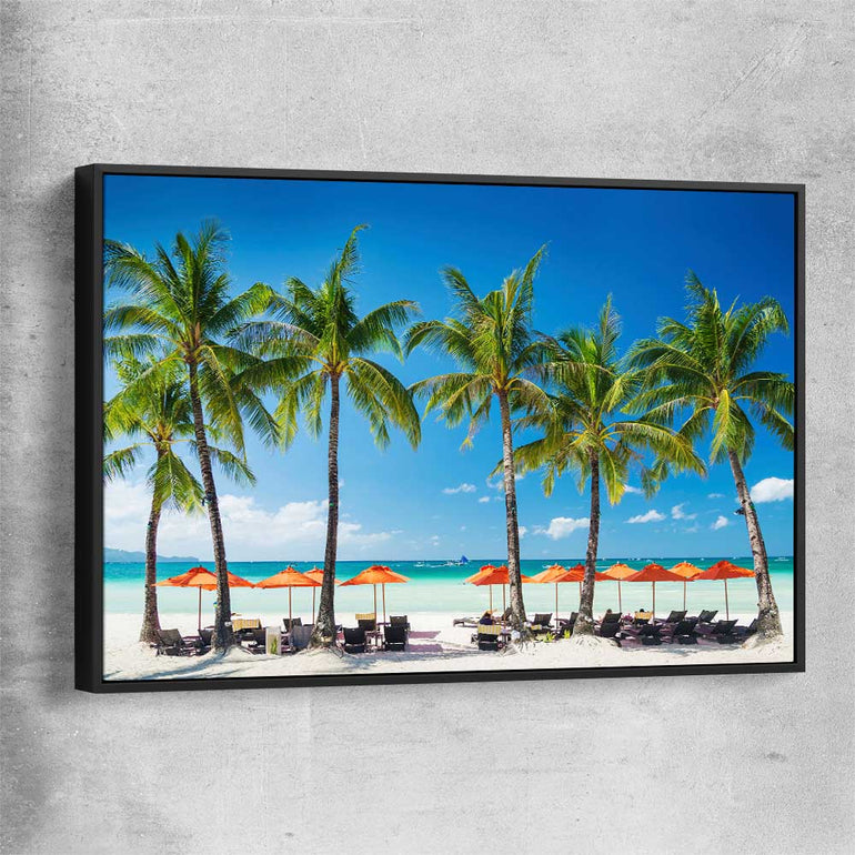 Beach and coastal wall art print of Boracay Paradise with black framed canvas